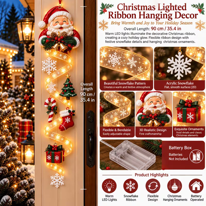 New Light‑Up Glowing Christmas Door Hanger - Festive Home Decor