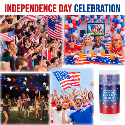 4th of July Glitter Stick Red, White & Blue Body & Hair Sparkle