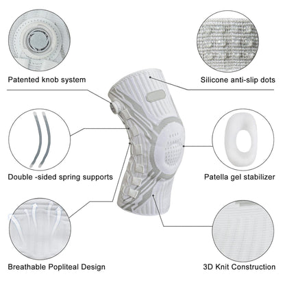Knee Brace for Pain Relief & Support - Adjustable Compression Knob for Arthritis, Meniscus Tear