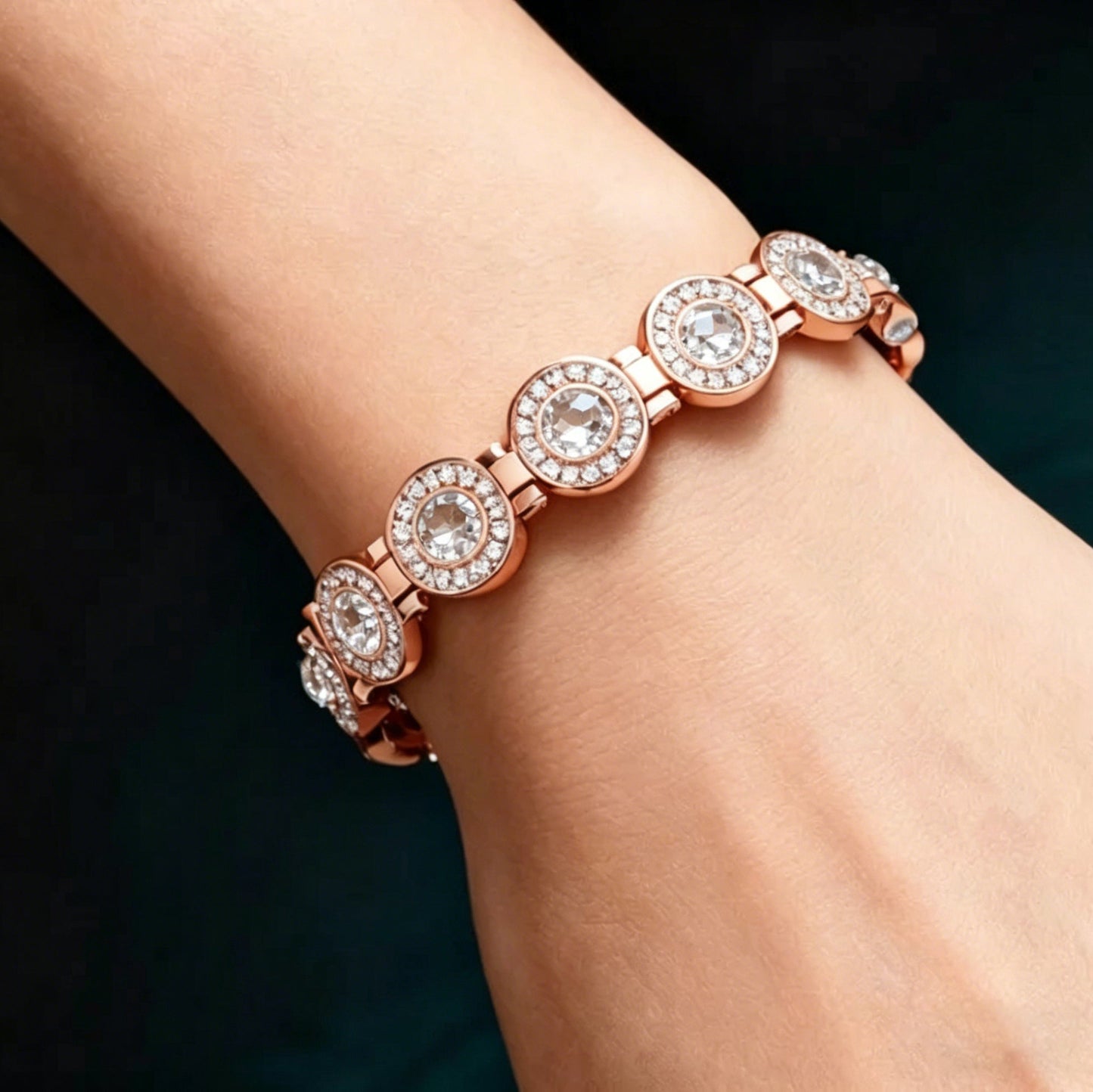Brilliant Crystals Copper Bracelet Adjustable Pure Copper Jewelry Gift