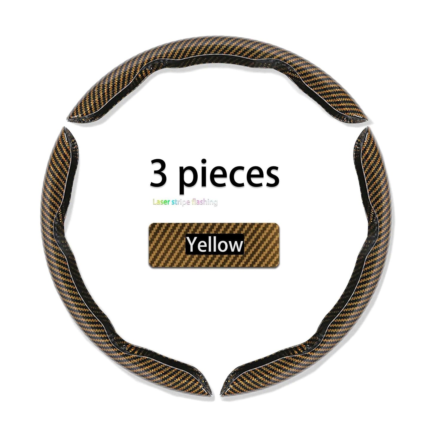 3Pcs Car Non-Slip Steering Wheel Protector, Universal 15 Inch, Carbon Fiber Design