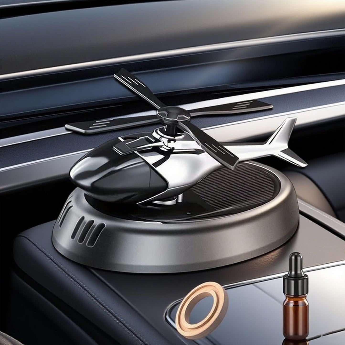 Creative Helicopter Solar Energy Rotating Aromatherapy Aviation Al Alloy Diffuser