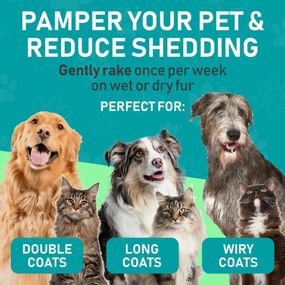 Pet Grooming Brush, Double Sided Shedding and Deshedding Bottom Rake