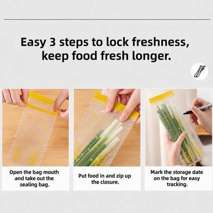 15PCS Thick Double Seal Food Storage Bags, Reusable Self-Sealing Pouches
