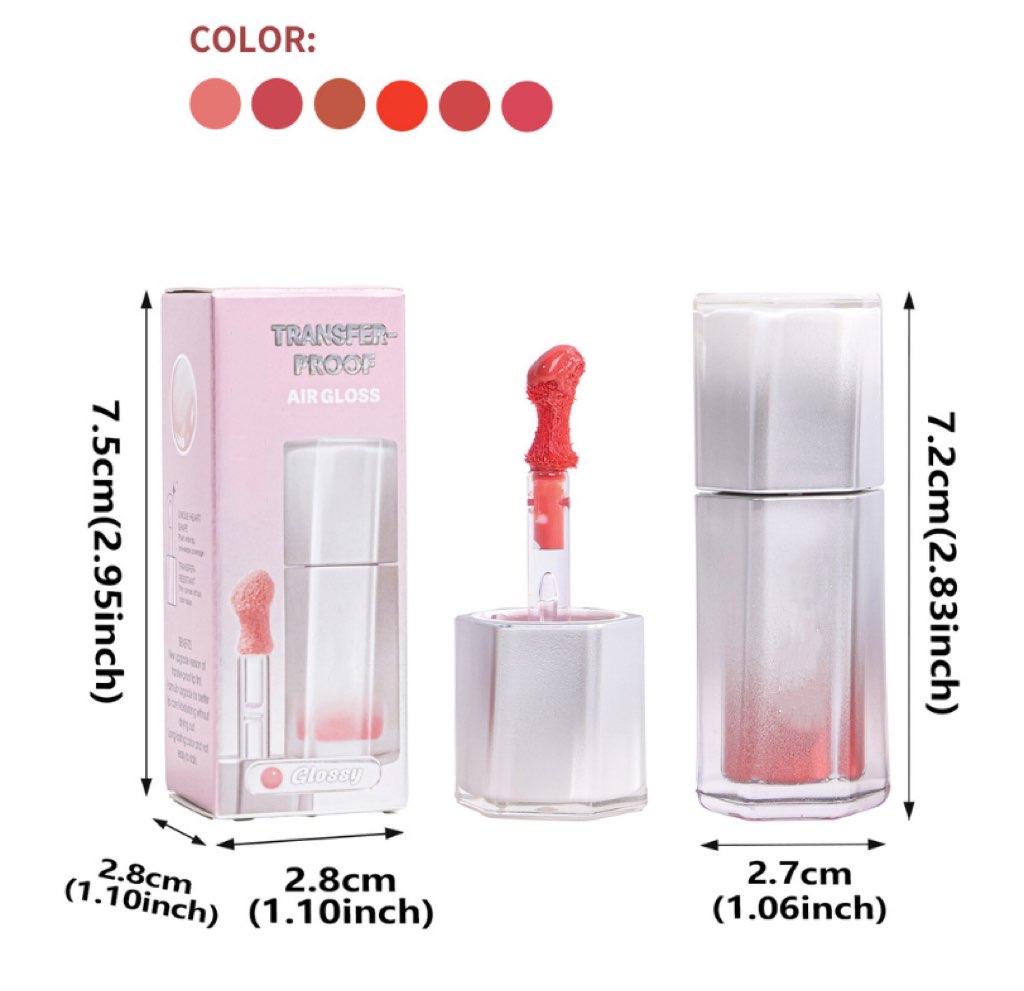 6 PCS Glass Lock Air Gloss Set High Shine Finish Moisturizing Lip