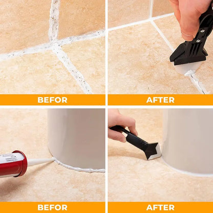 Silicone Caulking Tools - 3 in 1 Sealant Finishing Tool Grout Remove Scraper