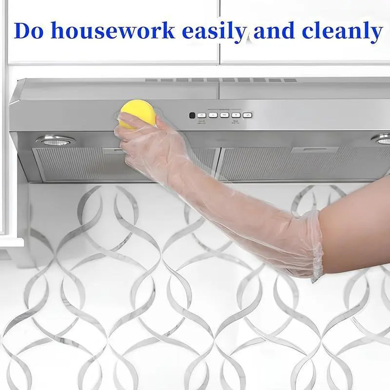 10 Pairs Disposable Long Arm Gloves with Elastic Cuff Household Cleaning
