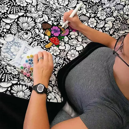 DIY Coloring Blanket with 24 Color Markers, Color Your Own Blankets