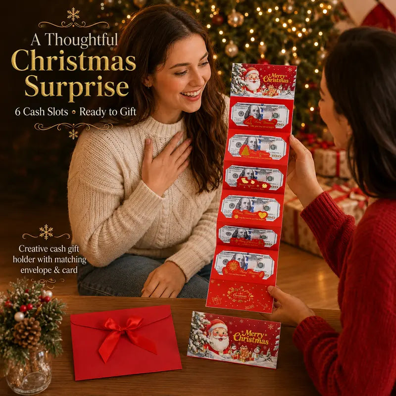 2Pack Christmas Cash Gift Card Holder, Money Holder with Santa Envelope with 6 Slots