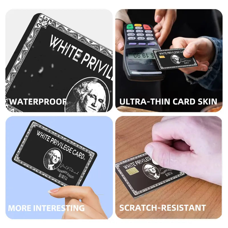 4PCS White Privilege Card Sticker Decal - Premium Vinyl Resists Wear, Peel-Off Clean