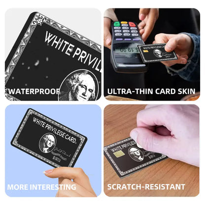 4PCS White Privilege Card Sticker Decal - Premium Vinyl Resists Wear, Peel-Off Clean