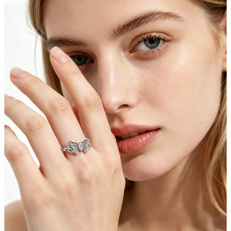 Butterfly Ring with 5A Cubic Zirconia Accent, Celtic Knot Design