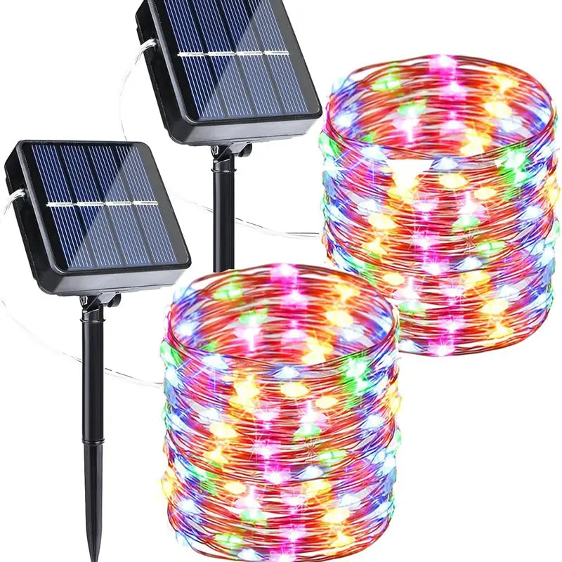 2-Pack Solar Outdoor String Lights, 80FT 200 LED Waterproof 8 Modes
