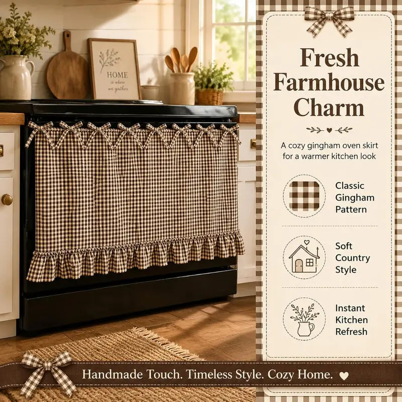 Christmas Curtains, Double-Sided Thick Fabric Gingham Plaid Stovetop Cover