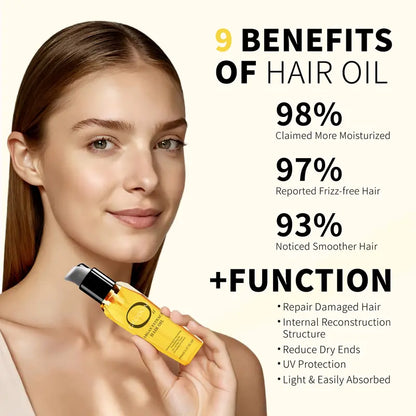 Argan & Coconut Hair Oil - Lightweight Non-Greasy Serum for Instant Smooth