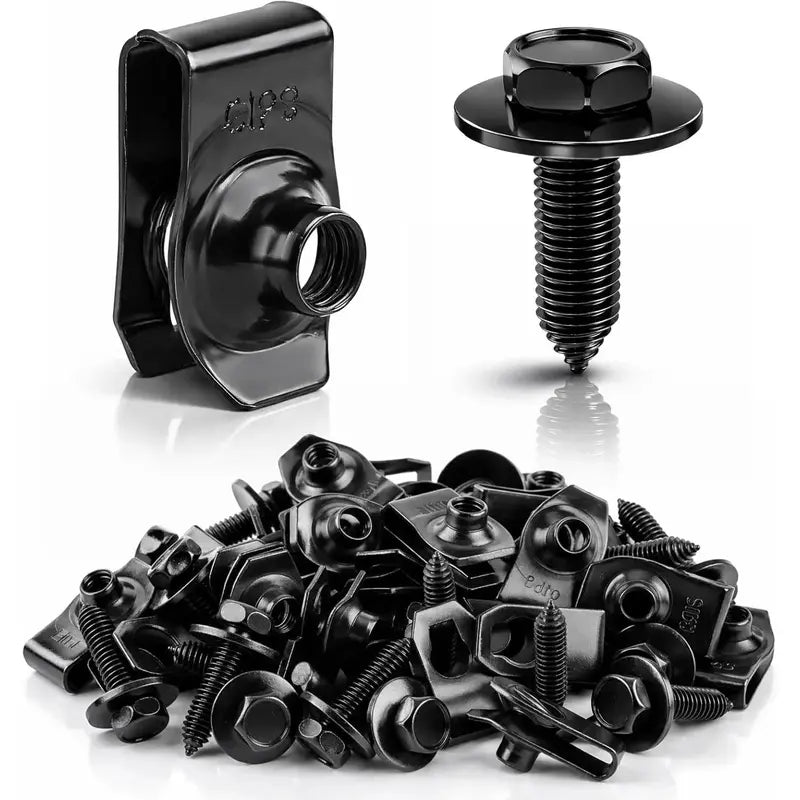 1/4 U-Nut Clips & Hex Head Automotive Body Fender Bolts Kit