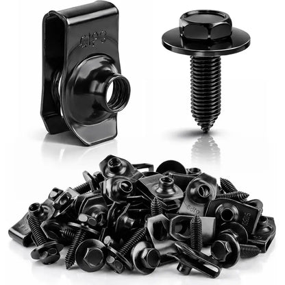 1/4 U-Nut Clips & Hex Head Automotive Body Fender Bolts Kit