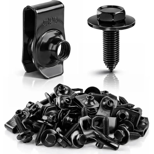1/4 U-Nut Clips & Hex Head Automotive Body Fender Bolts Kit