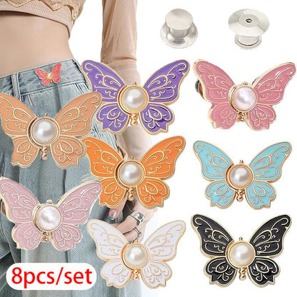 8 PCS Pant Waist Tightener, Butterfly Buttons Pins for Loose Jeans