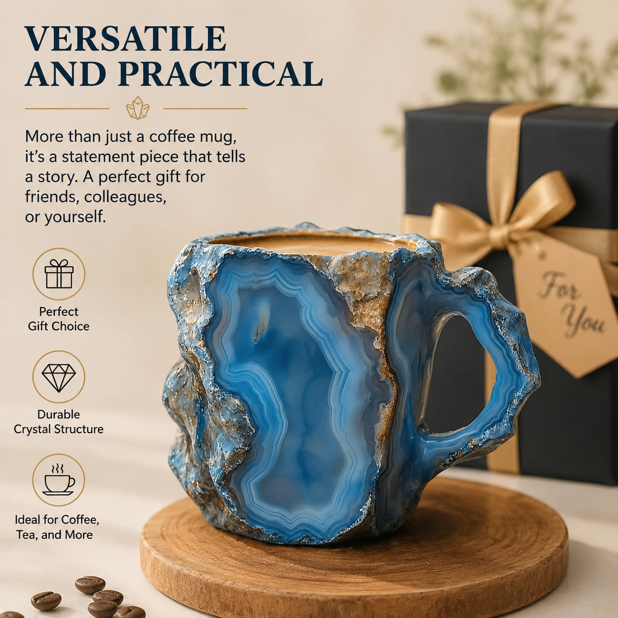 Natural Mineral Crystal Coffee Mug, Realistic 3D Mineral Crystal Coffee Mugs