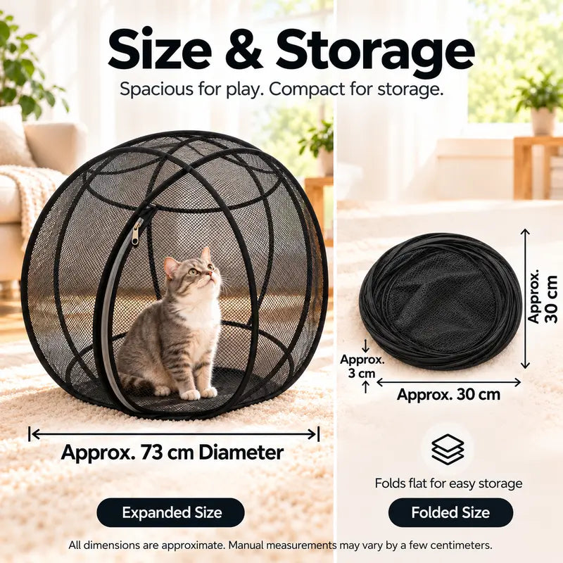 Collapsible Cat Rolling Playpen - Breathable Mesh Outdoor Pet