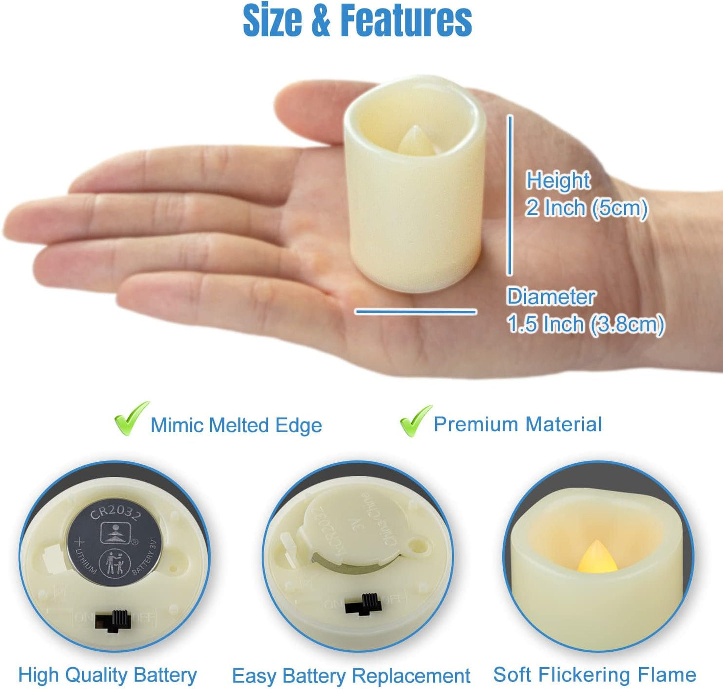 24Pcs Flameless LED Candles - Warm Yellow Flickering Bright Tealights for Votive