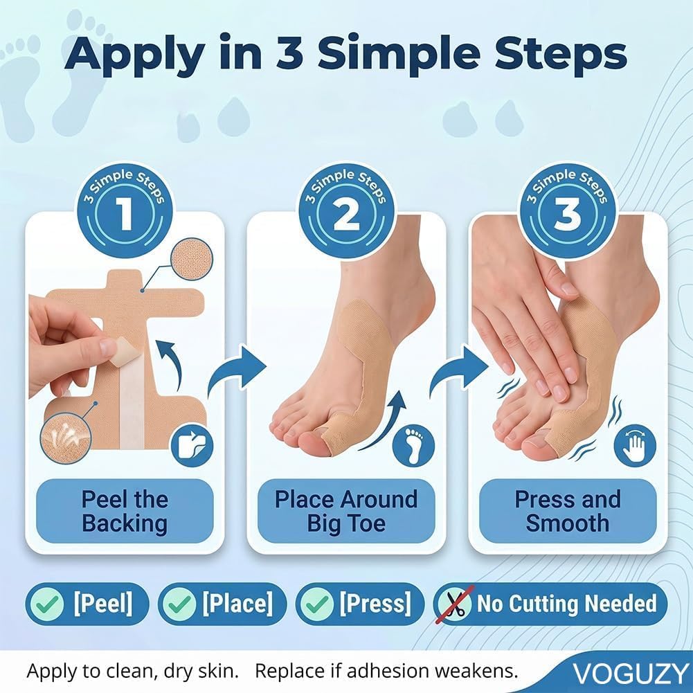 20Pcs Pre-Cut Bunion Support Tape, Elastic Breathable Latex-Free Kinesiology Tape
