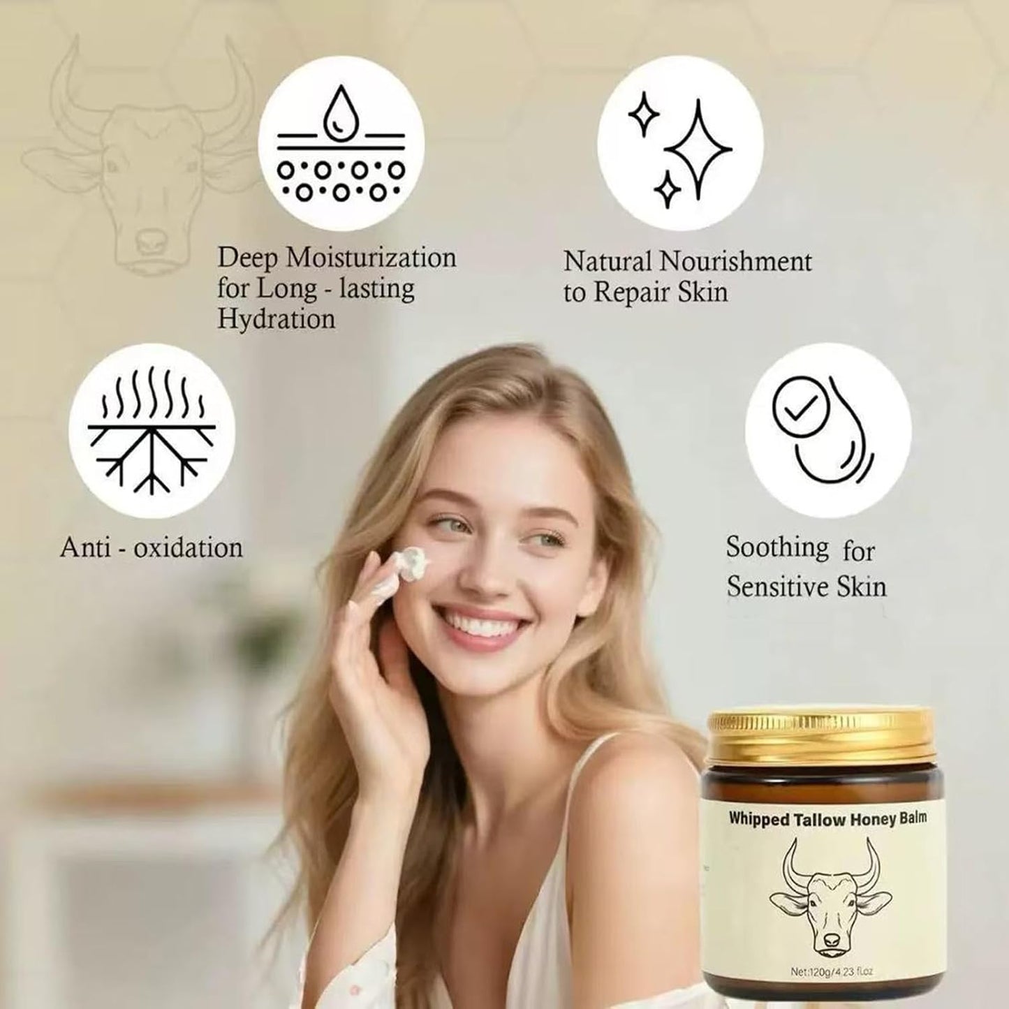 Whipped Tallow Honey Lip Balm, Tallow Honey Body Balm