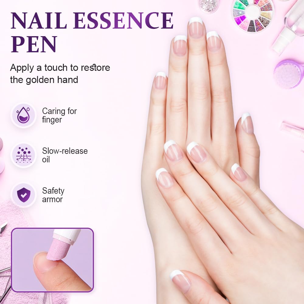 2PCS 3-in-1 Nail Care Pen, Cuticle Oil Cuticle Pusher Nail Oil Pen