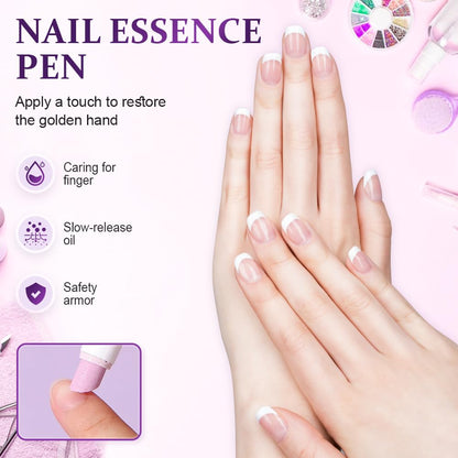 2PCS 3-in-1 Nail Care Pen, Cuticle Oil Cuticle Pusher Nail Oil Pen