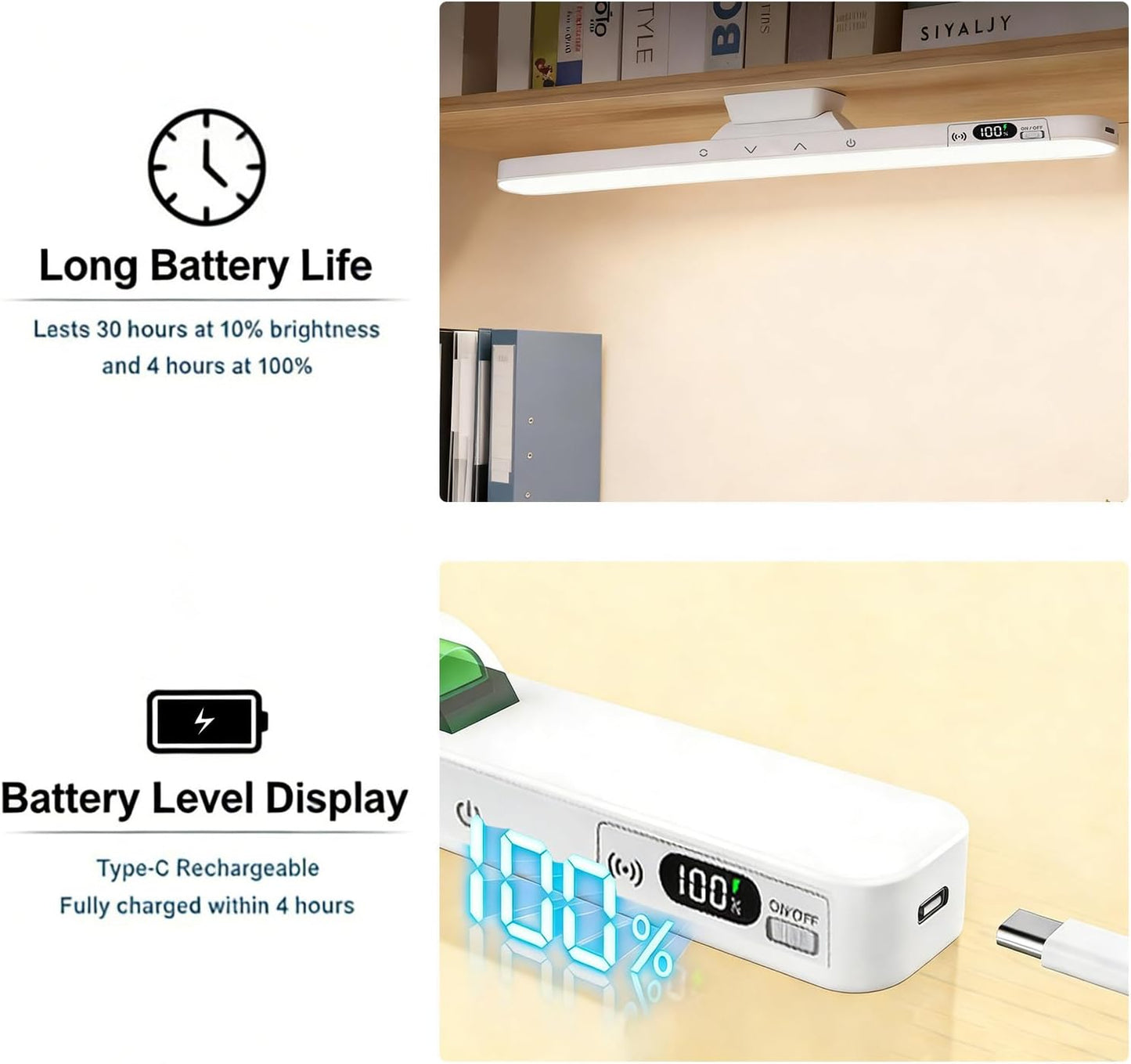 Magnetic Eye-Friendly Desk Lamp with Long Battery Life