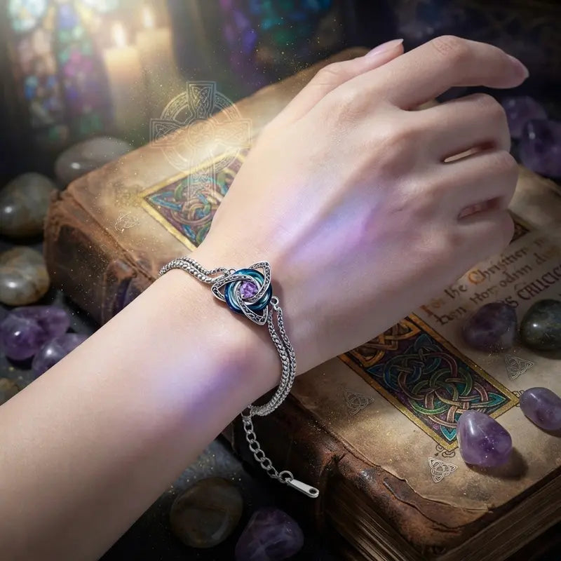 Celtic Knot Bracelet for Women, Trinity Knot Triquetra Crystal Bracelet