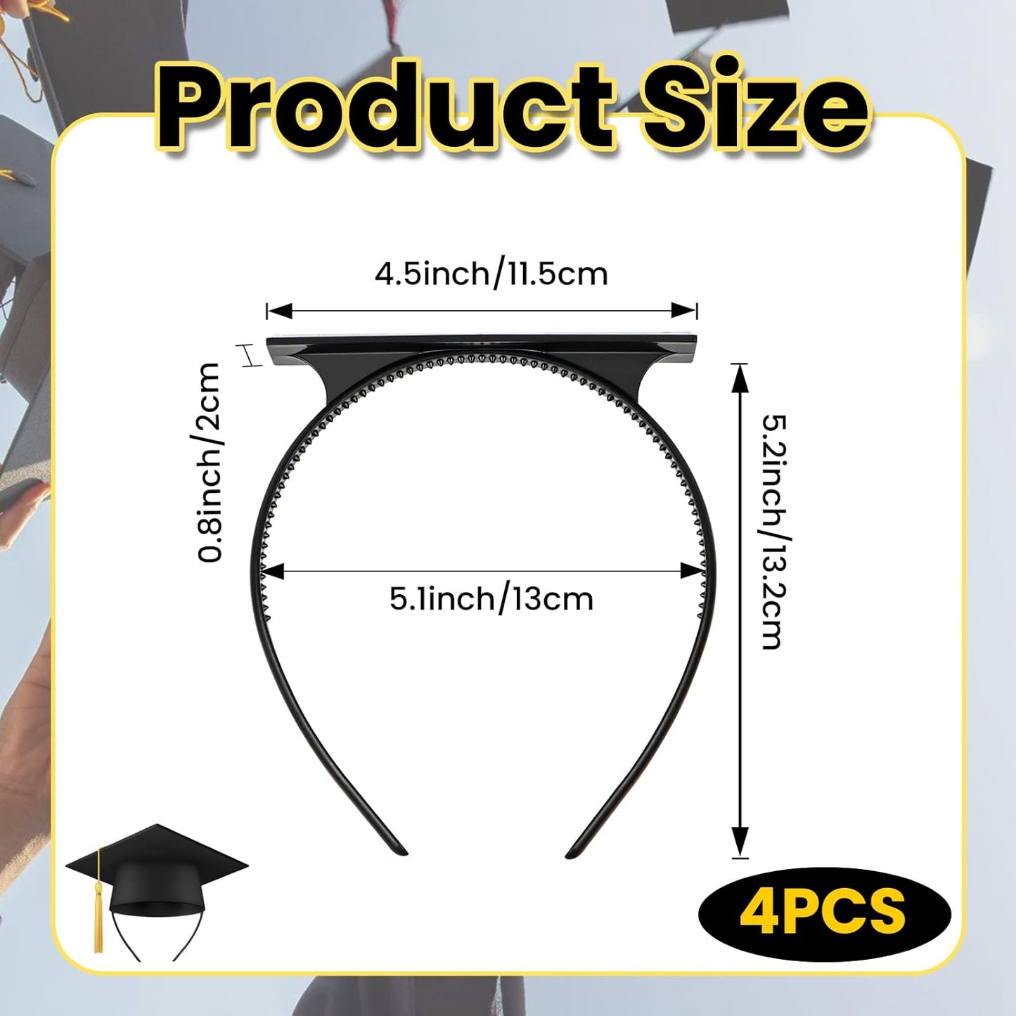 5 Pack Graduation Cap Headband Insert - Secures Cap and Keeps Hairstyle