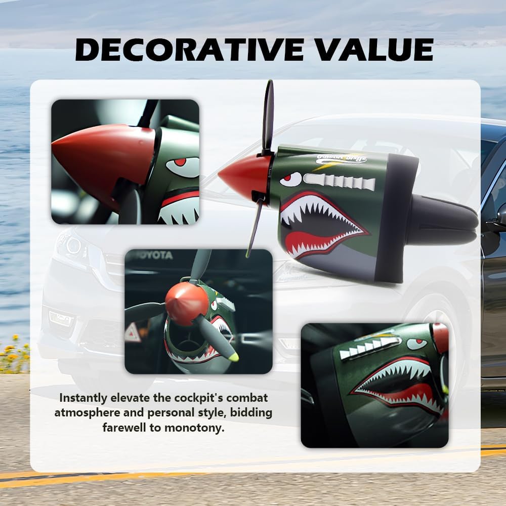 P-40 Fighter Car Air Vent Decoration, P-40 Warhawk Creative Propeller Car Decor Air Freshener 1 Freshener + 1 Refill