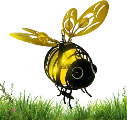 Hanging Solar Bee Light Outdoor Garden Decor Dots Bee Blossom Gifts