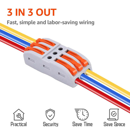 10Psc Inline Compact Wire Connectors, Inline Wire Connector, Push Quick Lever Wiring Nuts for 28-12 AWG