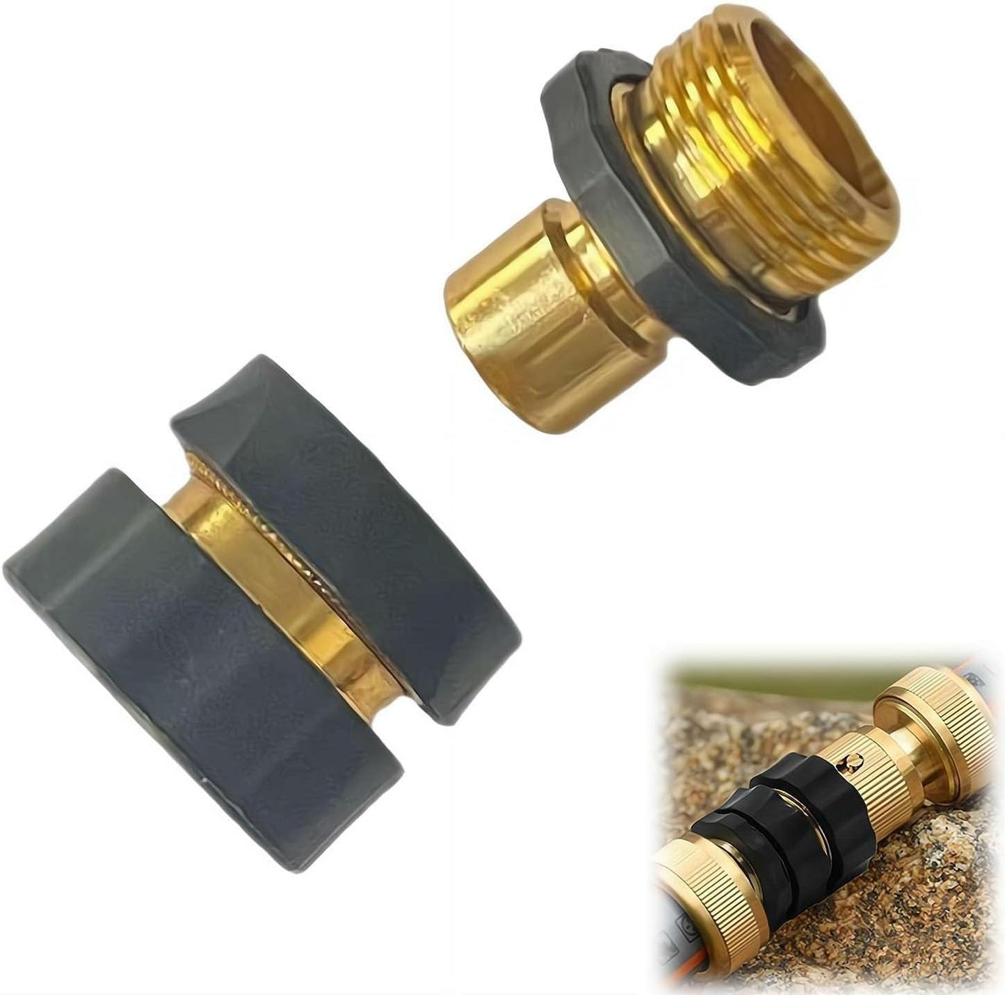 Garden Hose Quick Connectors, Quick-Release Hose Fittings, 3/4-Inch Male & Female Connectors