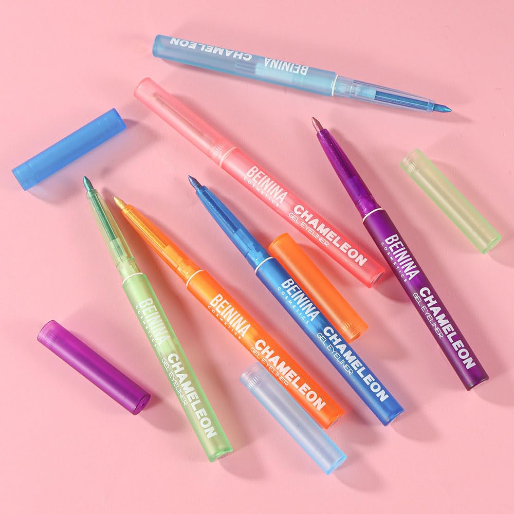 6pcs Melt-On Eyeliner Smooth Metallic Multichrome, Waterproof, Long-Lasting