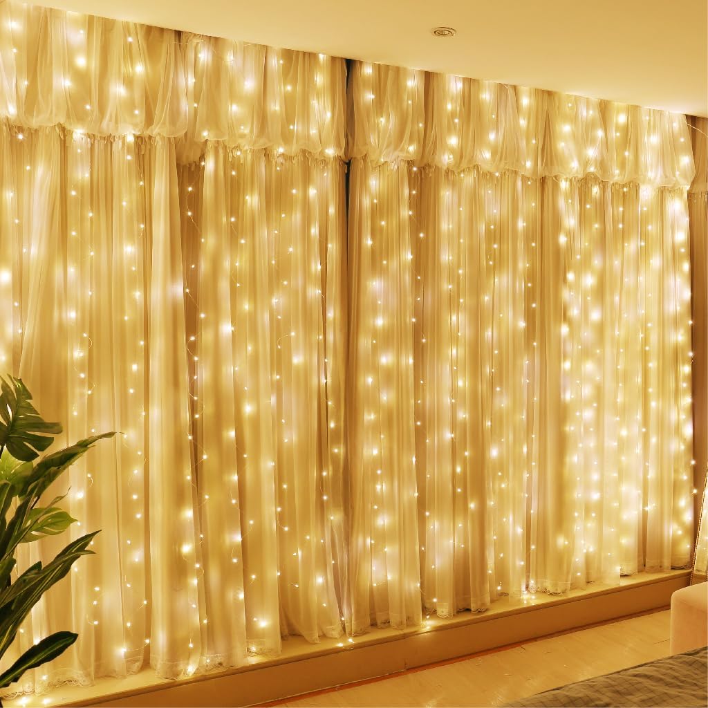 300 LED Curtain Lights, 9.8x9.8 Ft USB Powered with Remote Control