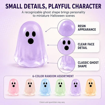 50 Pcs Mini Ghost Figurines, Glow in the Dark Resin Halloween Miniatures