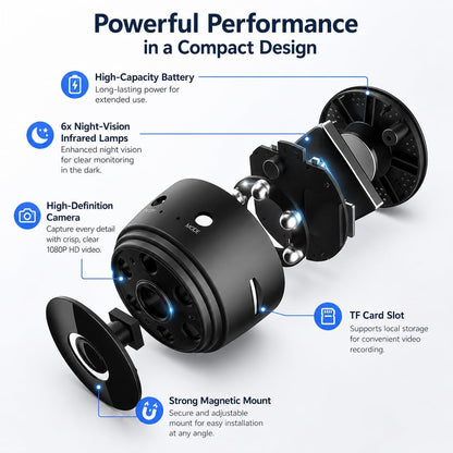 2PCS Mini Hidden Wireless WiFi Camera HD 1080P with Audio and Video