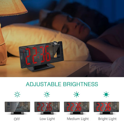 Projection Alarm Clock, LED Electronic Mirror Alarm Clock for Bedroom