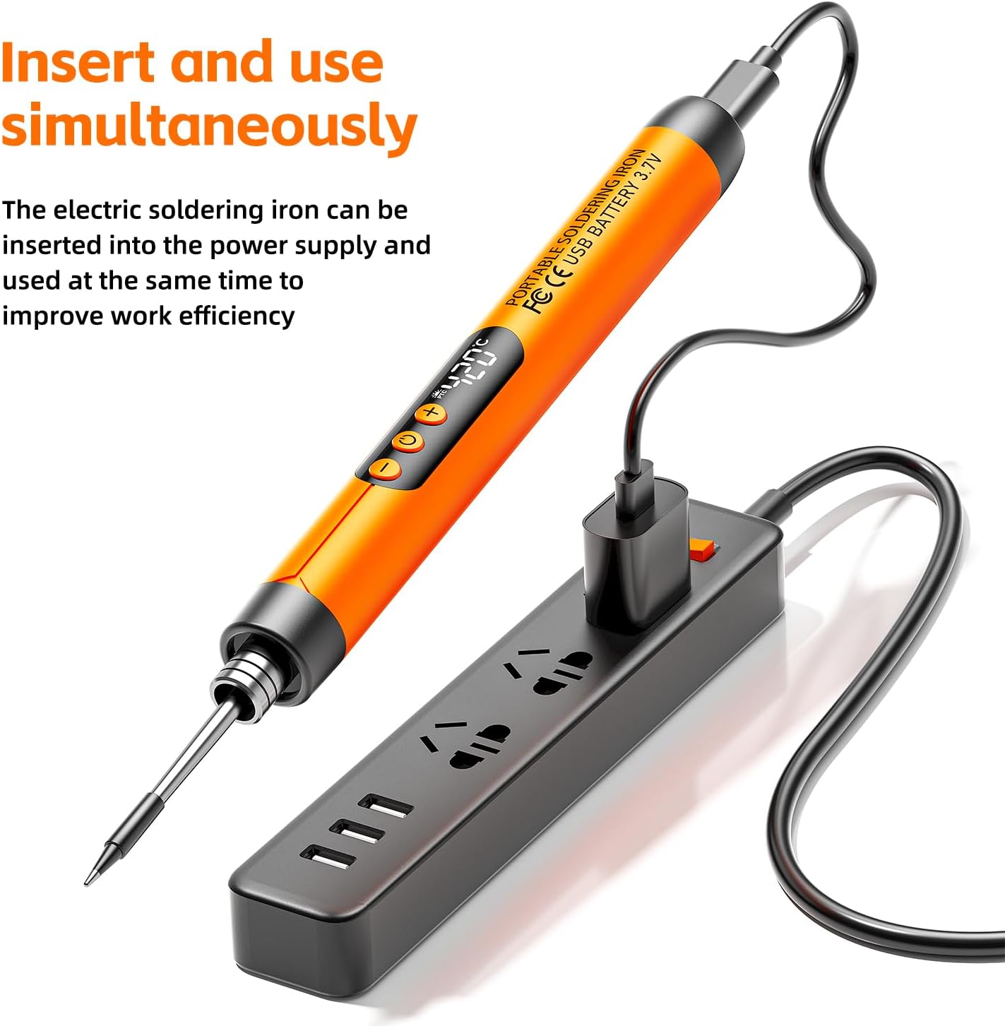 Cordless USB Rechargeable Portable Soldering Iron Kit, 3-speed Temperature Adjustable