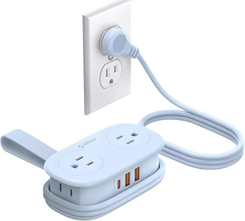 ORICO Purple Travel Power Strip with 4 AC Outlets 3 USB Ports