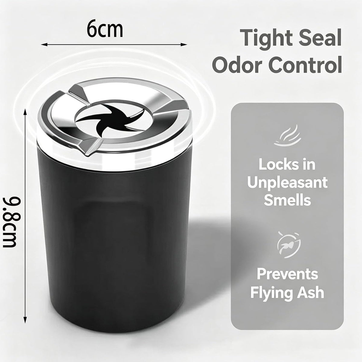 Rotating Car Ashtray With Ceramic Inner Liner, Automotive Ash Holder With Fireproof Core