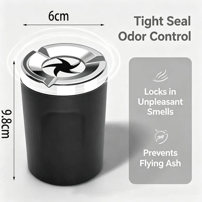 Rotating Car Ashtray With Ceramic Inner Liner, Automotive Ash Holder With Fireproof Core