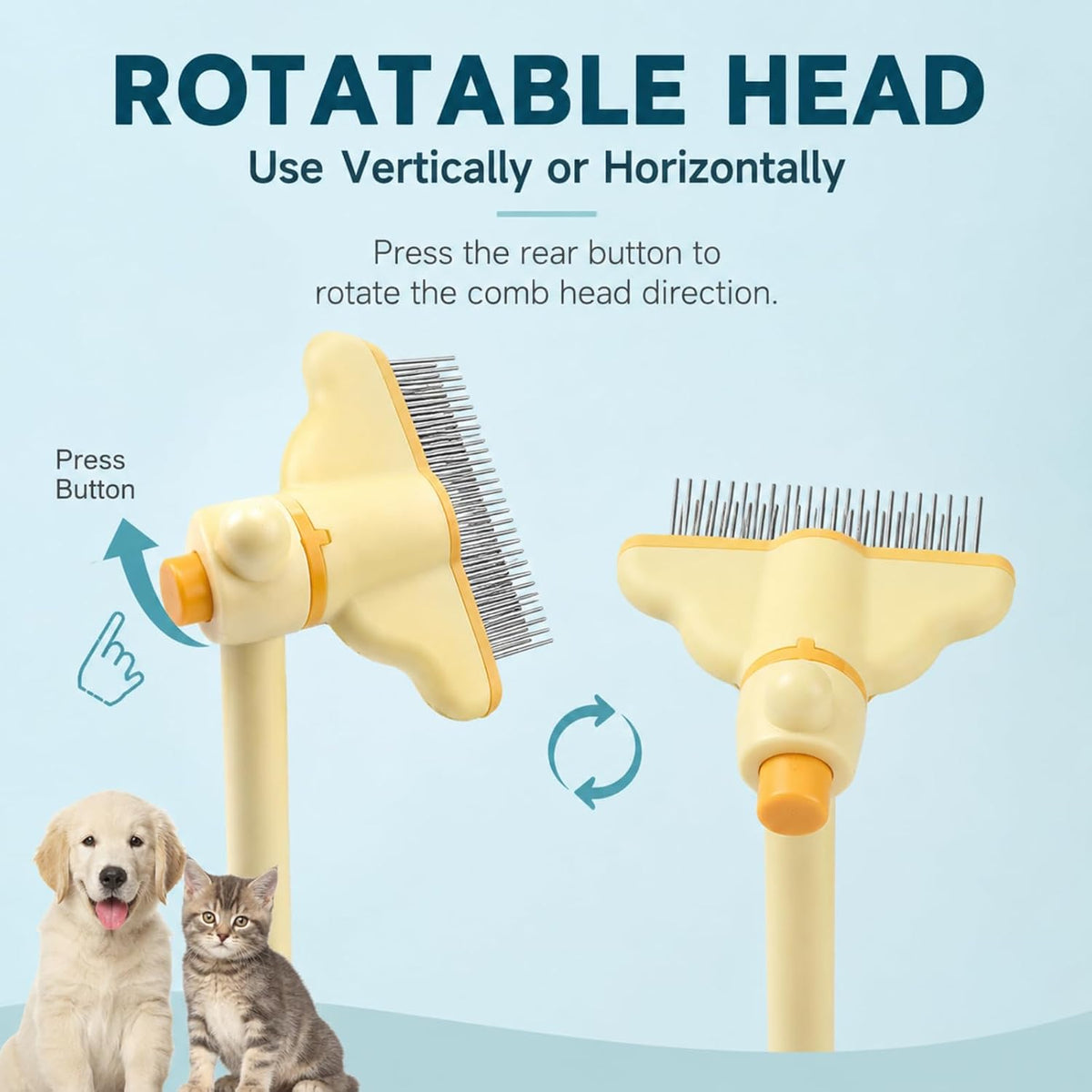 2PCS Flea Comb for Cats Dogs,Stainless Steel Rotate Brush Head Freely
