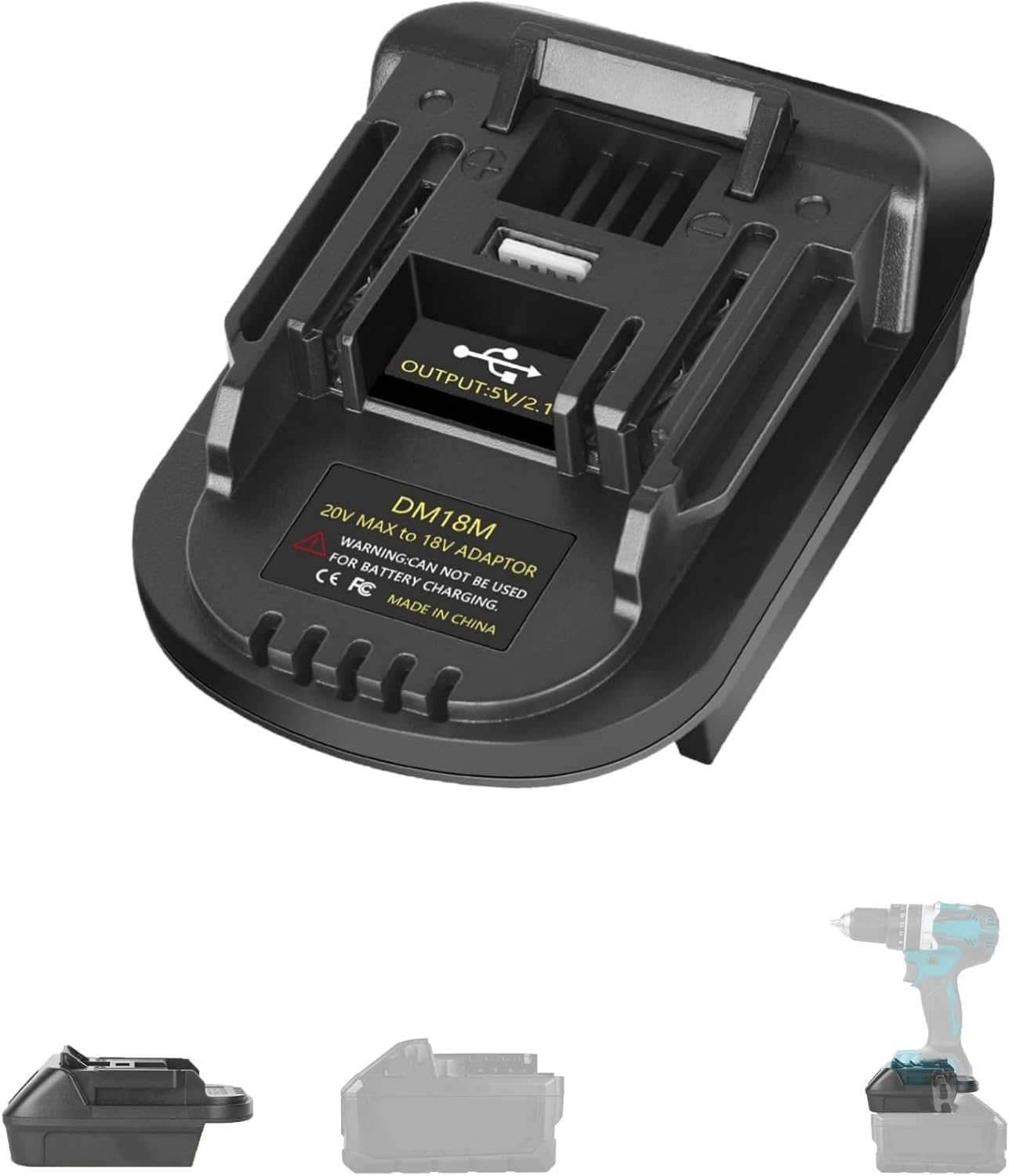 DM18M Converter Battery Adapter for Dewalt 20V & Milwaukee M18 18V Battery