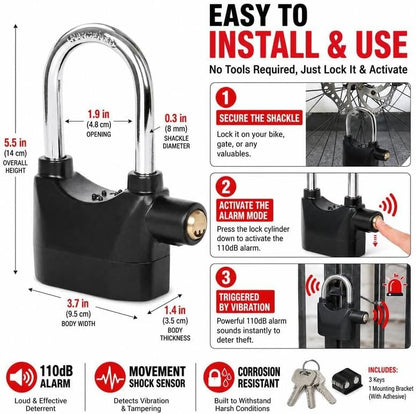 Anti-Theft Alarm Padlock with Lock Hasps, Aluminum Alloy Materia