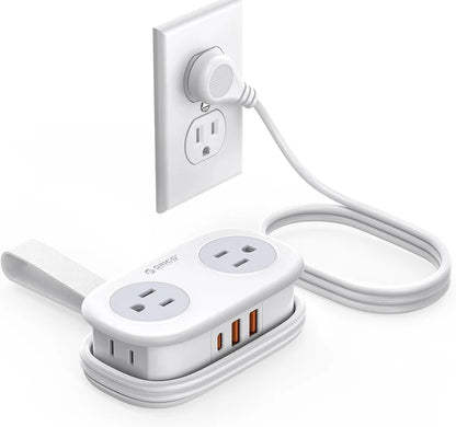 ORICO Purple Travel Power Strip with 4 AC Outlets 3 USB Ports